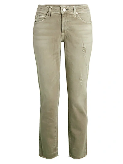 Amo Stix Distressed Cropped Jeans In Sage