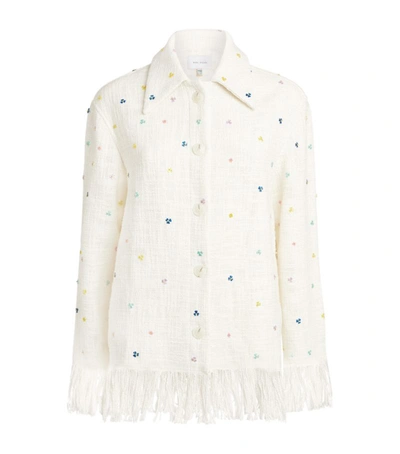 Mira Mikati Sequin-embellished Fringe Jacket In White