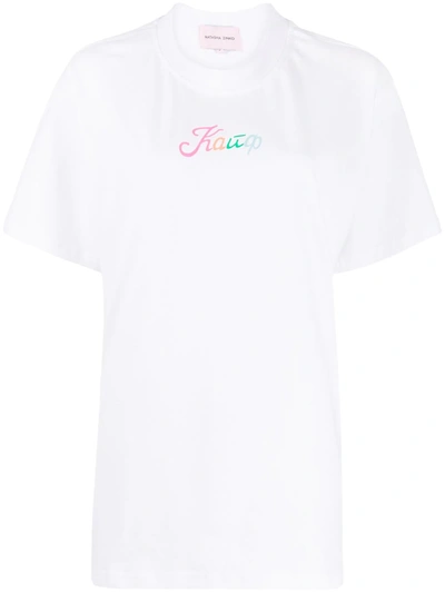 Natasha Zinko Oversized Cyrillic Slogan T-shirt In White