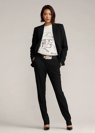 Ralph Lauren Sydney Wool & Silk Tuxedo Trousers In Black