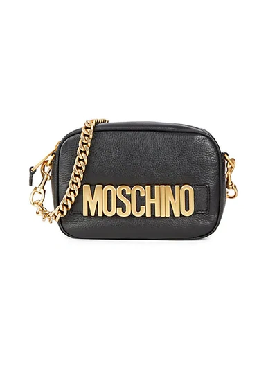 Moschino Women's Logo Leather Crossbody In Black