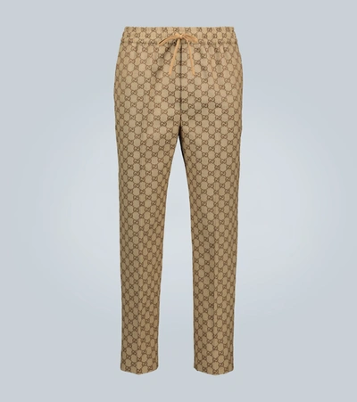 Gucci Gg Canvas Jacquard Jogging Pants In Beige