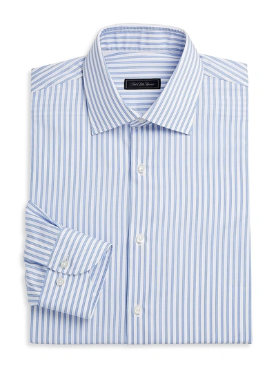 Saks Fifth Avenue Men's Collection Travel Stripe Dress Shirt In White Blue