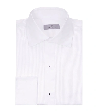 Canali Pleated Cotton Shirt In White