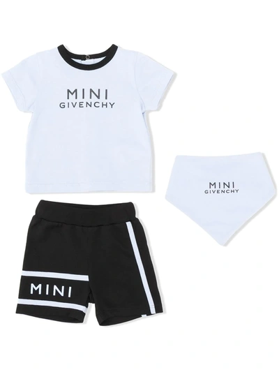 Givenchy Babies' Kids Logo T-shirt, Shorts And Bib Set In Blue