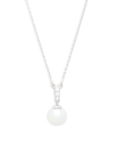 Majorica 10mm Pearl, Crystal And 925 Sterling Silver Pendant Necklace