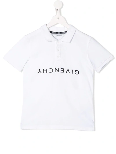 Givenchy Kids Logo Print T-shirt Black In White