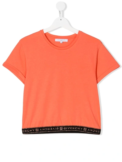Givenchy Teen T-shirt Mit Logo-saum In Orange