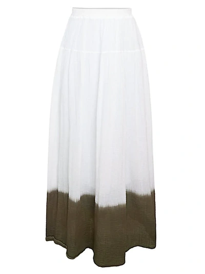 Bailey44 Monsoon Dip-dyed Cotton Skirt In White Palm