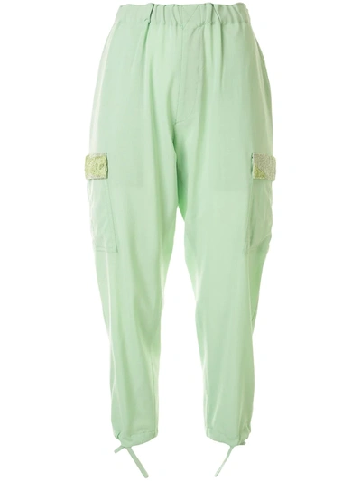 Undercover Beaded Embroidery Tapered Trousers In Green