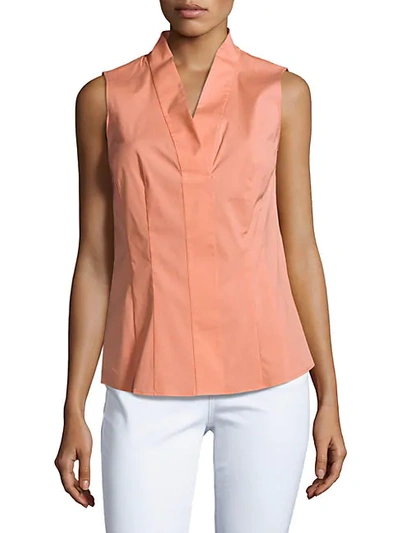 Lafayette 148 Evan Cotton-blend Sleeveless Top In Flame
