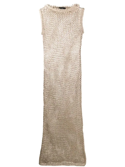 Alanui Dune Cotton And Silk-knit Maxi Dress In Beige