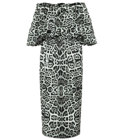 Dries Van Noten Leopard-print Off-shoulder Midi Dress In Design B