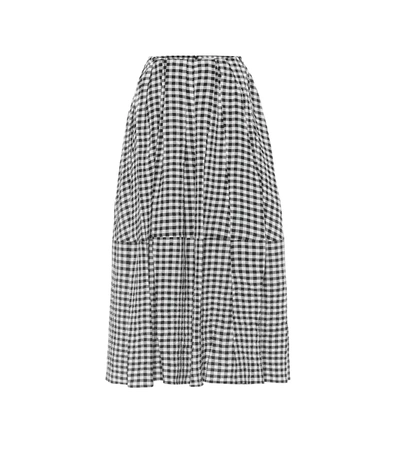 Khaite Meryl High-rise Gingham Midi Skirt In Black