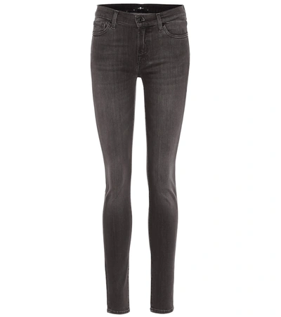 7 For All Mankind The Skinny Mid-rise Jeans In Grey
