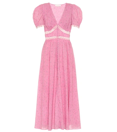 Loveshackfancy Stacy Loral Cotton Midi Dress In Pink