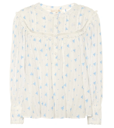 Loveshackfancy Dionne Floral Cotton Blouse In White