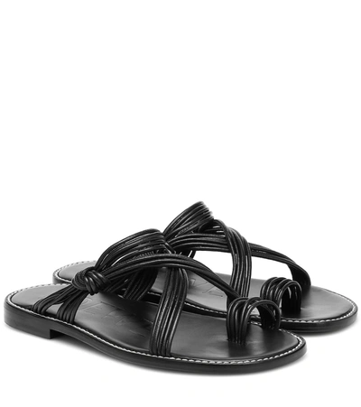 Loewe Paula's Ibiza Leather Sandals In Black