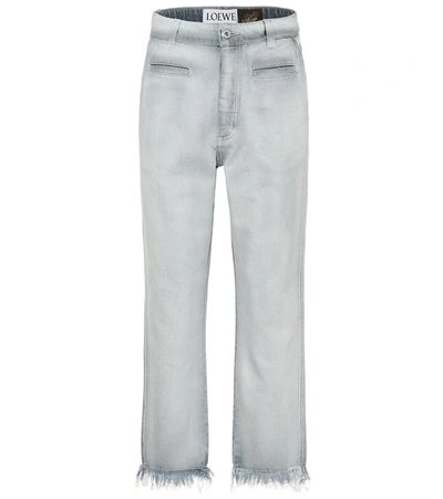 Loewe Paula's Ibiza Low-rise Frayed Jeans In Blue