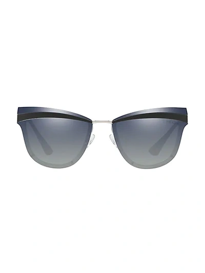 Prada Catwalk 65mm Mirrored Cat Eye Sunglasses In Grey