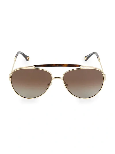 Chloé 51mm Aviator Sunglasses In Gold Tortoise