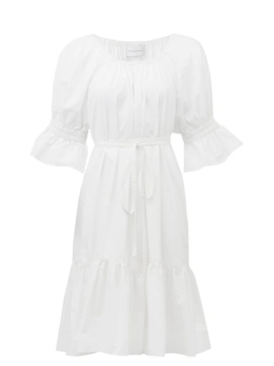 Ephemera Bell-sleeve Cotton-poplin Dress In Natural