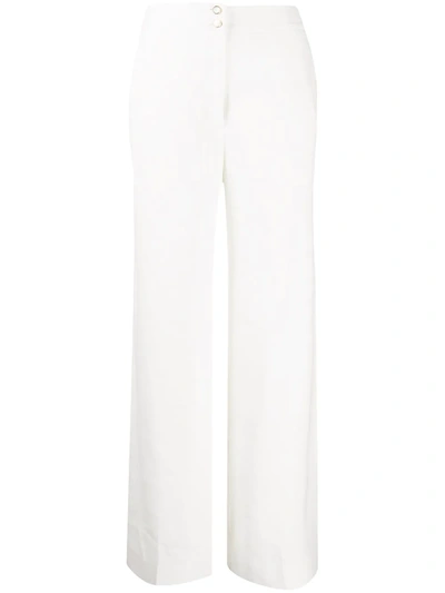 Temperley London Sophia Linen-blend Wide-leg Trousers In White