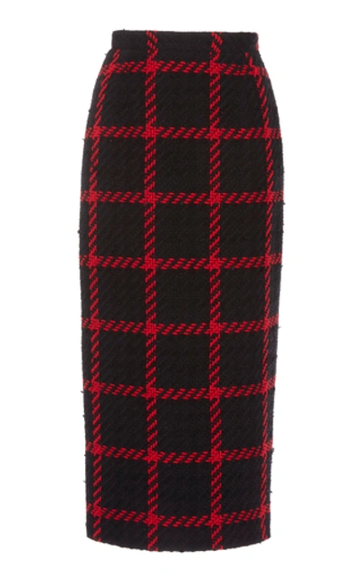 Alessandra Rich High-rise Checked Tweed Pencil Skirt In Plaid