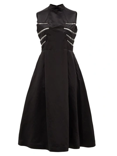 Noir Kei Ninomiya Eyelet-embellished Open-back Satin Midi Dress In Black