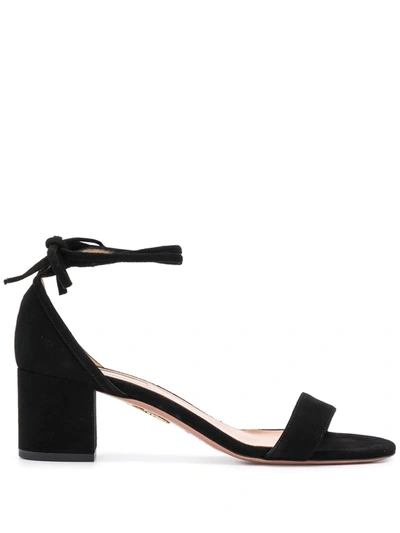 Aquazzura City 50 Block-heel Suede Sandals In Black