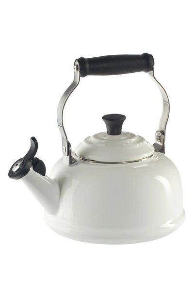 Le Creuset Classic Enamel On Steel 1.7 Qt. Whistling Tea Kettle In White