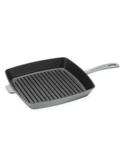 Staub 12" Cast Iron Square Grill Pan In Graphite Grey