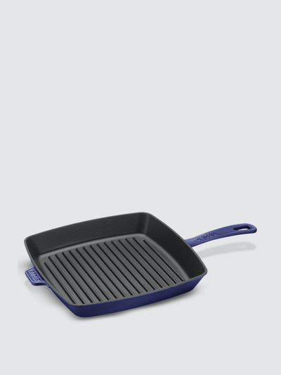 Staub 10" Cast Iron Square Grill Pan In Dark Blue