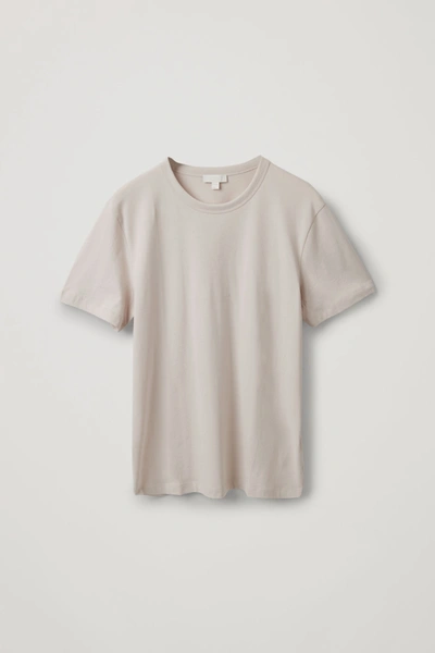 Cos Regular-fit Brushed Cotton T-shirt In Beige