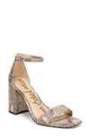 Sam Edelman Daniella Two-piece Block-heel Sandals Women's Shoes In Mesa Nude Snake Embossed