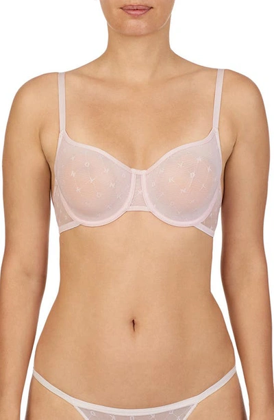 Dkny Monogram Mesh Underwire Unlined Demi Bra In Blush