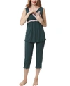 Kimi & Kai Penny Maternity/nursing Pajamas Set In Forest