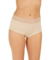Calvin Klein Women's Lace Trim Hipster Underwear Qd3781 In Med Beige