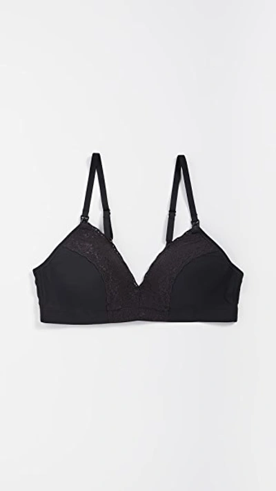 Natori Bliss Perfection Wireless Contour Nursing Bra 760154 In Black