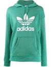 Adidas Originals Adicolor Trefoil-print Cotton Hoodie In Green