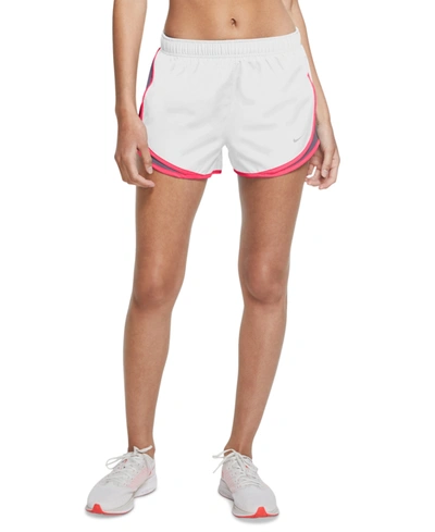 Nike Women's Dri-fit Solid Tempo Running Shorts In White/amethyst Smoke/magic Ember/(wolf G
