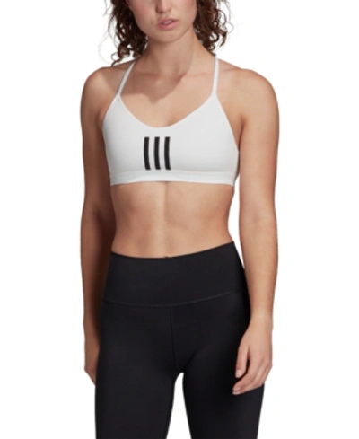 Adidas Originals Adidas Women's All Me 3-stripes Low-impact Mesh Sports Bra In White/black