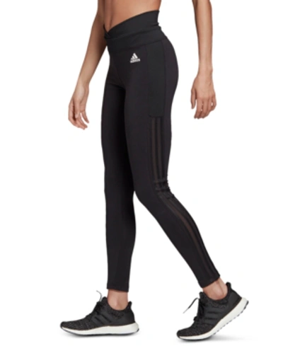 Adidas Originals Adidas Women's Mesh 3-stripe High-waist Leggings In Black
