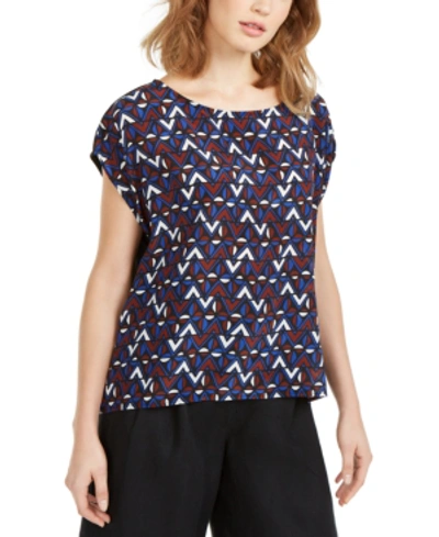 Weekend Max Mara Printed Mixed-media Top In Ocean