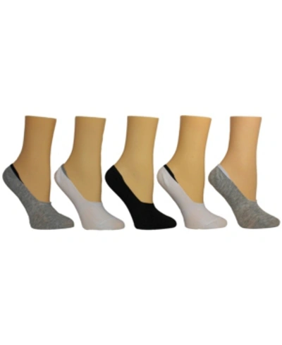 Steve Madden Women's Solid Foot Liner Socks, Pack Of 5 In Gray, White