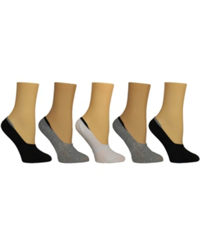 Steve Madden Women's Solid Foot Liner Socks, Pack Of 5 In White, Gray, Black