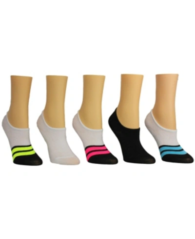 Steve Madden Women's Colorblock Stripe Sneaker Socks, Pack Of 5 In Multi
