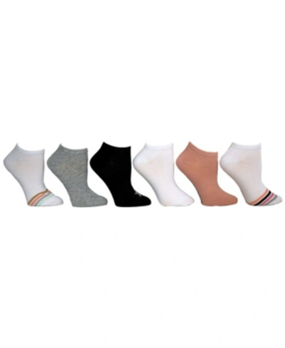 Steve Madden Women's Star Stripe Low Cut Socks, Pack Of 6 In White Multi