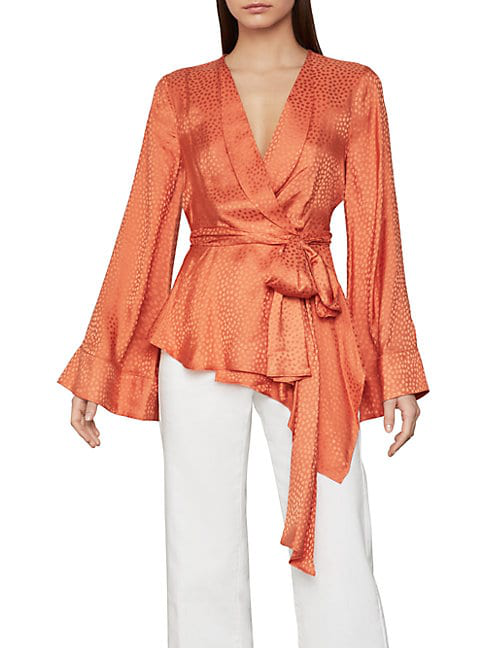white satin wrap top