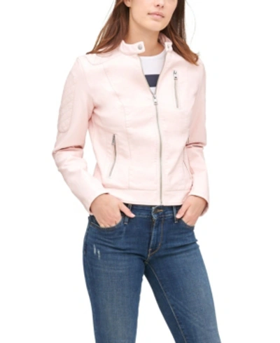 Levi's Levis Faux Leather Moto Jacket In Peach Blush